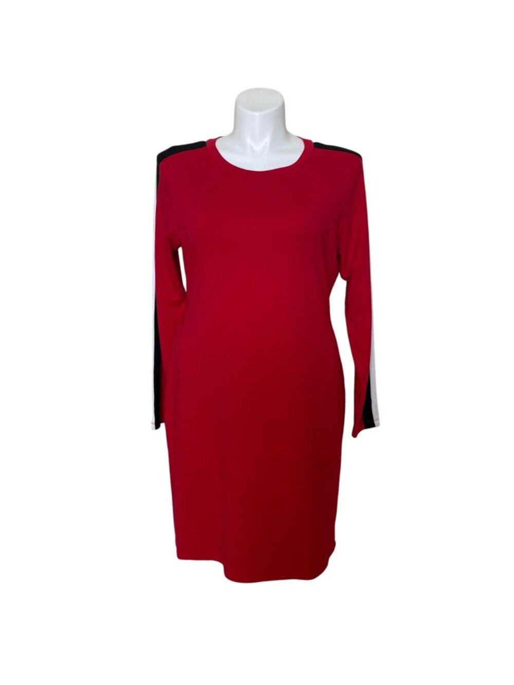 Tommy Hilfiger NWT Women's Red Sweatshirt Dress, Contrast Stripe Size XL
